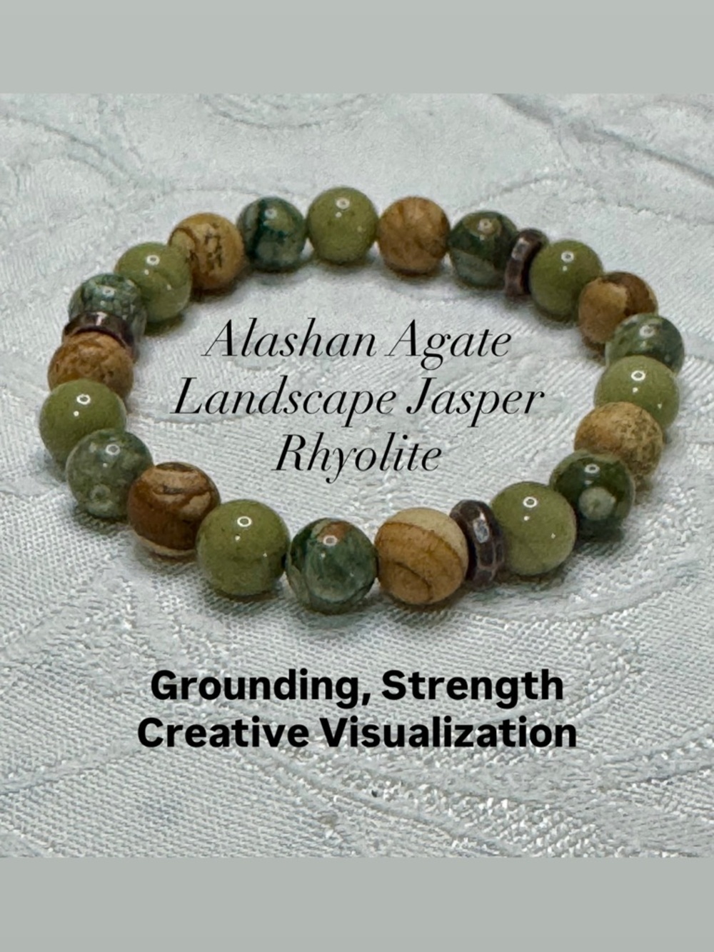 2/$40 - Alashan Agate, Landscape Jasper & Rhyolite Stone Stretchy Bracelet - 8mm